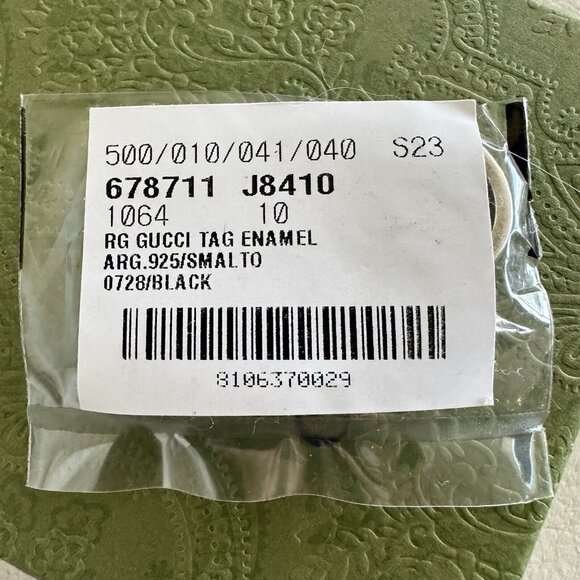 New Gucci Logo Chain Ring Silver Black Enamel Sz 10 IT 5 US - Picture 11 of 11